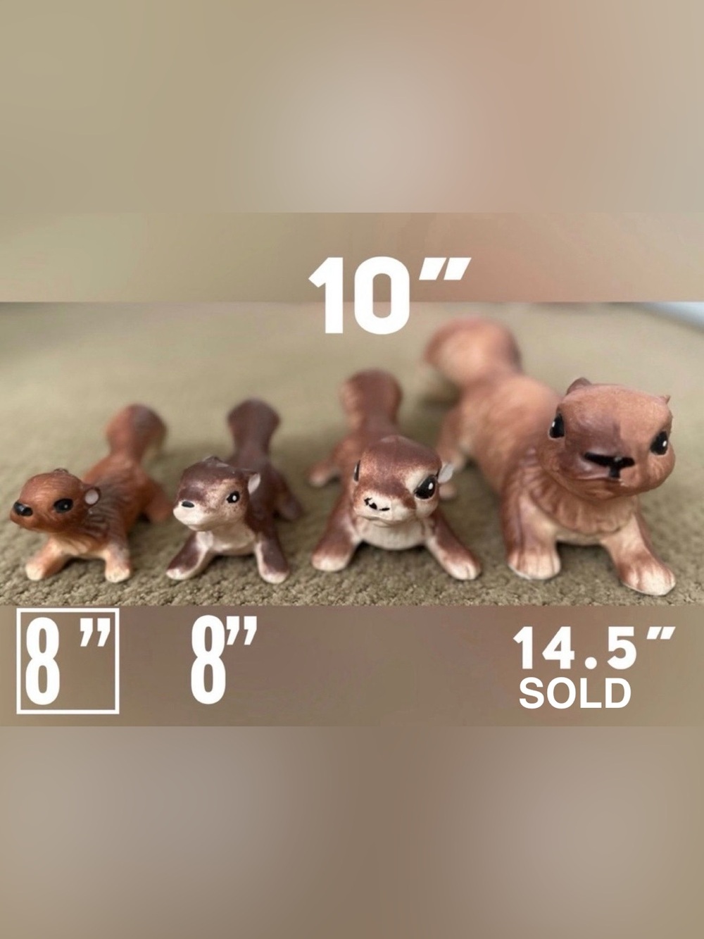 Squirrel Bundle Set of 3 Ceramic Squirrels • Artmark Japan Unique Vintage Decor